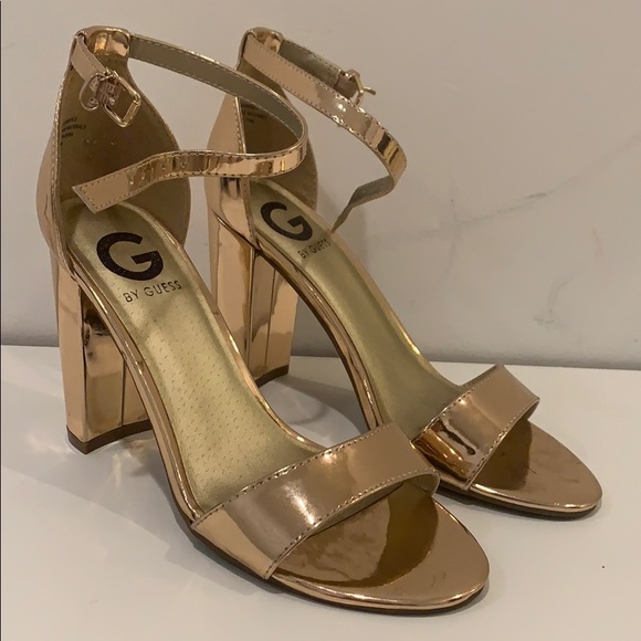 shiny rose gold heels